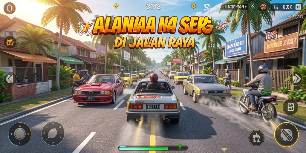 Tampilan gameplay balapan yang mendebarkan di 3178.