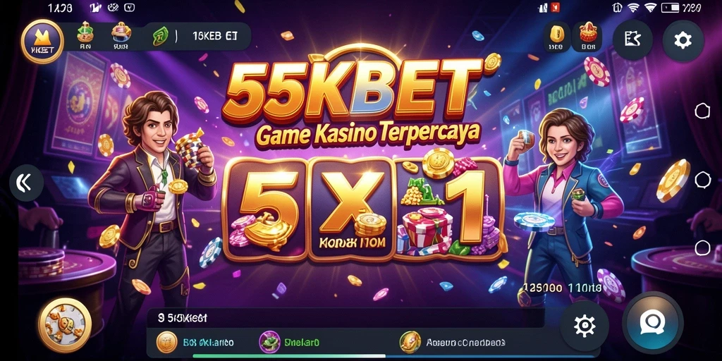 Screenshot 55KBET menampilkan aksi seru judi Kasino.