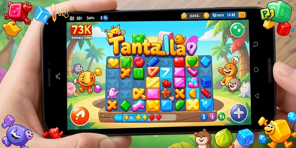 Screenshot gameplay 73K menunjukkan serunya menyelesaikan teka-teki Puzzle.
