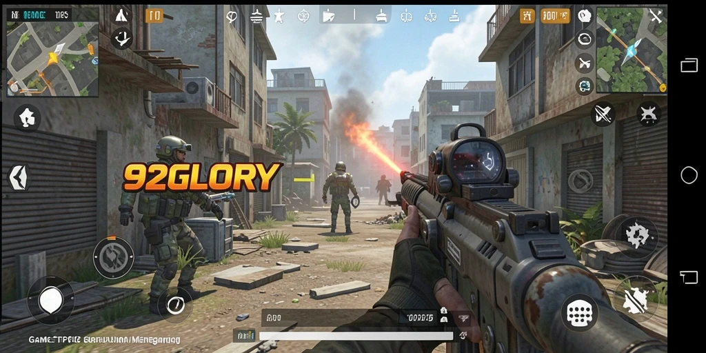 Tangkapan layar gameplay 92GLORY menampilkan aksi TPS yang seru.