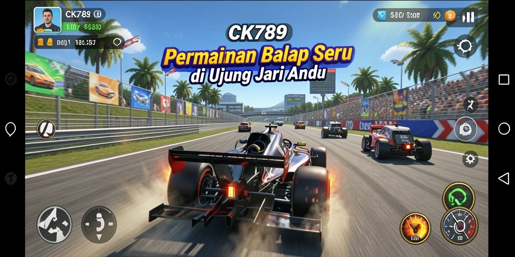 Tangkapan layar gameplay CK789 yang penuh aksi balap.