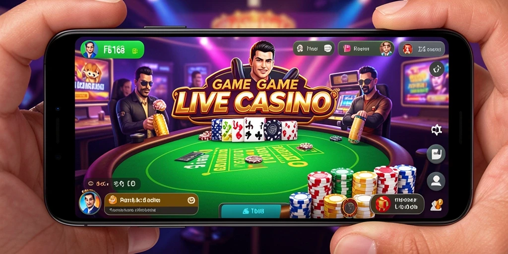 Screenshot utama FB168 menampilkan dealer cantik dan permainan Live Casino.