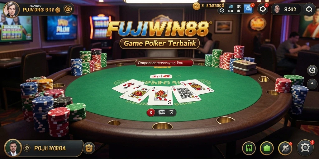 Tangkapan layar dari gameplay Poker yang menegangkan di FUJIWIN88.