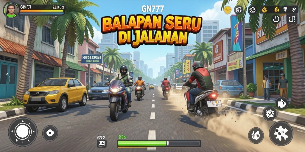 Screenshot gameplay GN777 dengan aksi balapan seru.