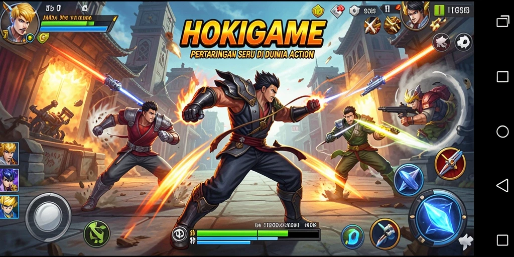 Screenshot menunjukkan aksi pertarungan seru dalam HOKIGAME.