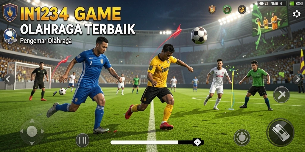 Tampilan gameplay mendebarkan dari IN1234 dalam aksi olahraga.