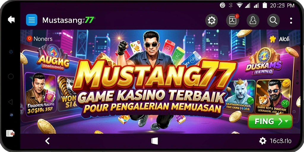 Screenshot gameplay MUSTANG77 yang menampilkan slot dan meja permainan Kasino.