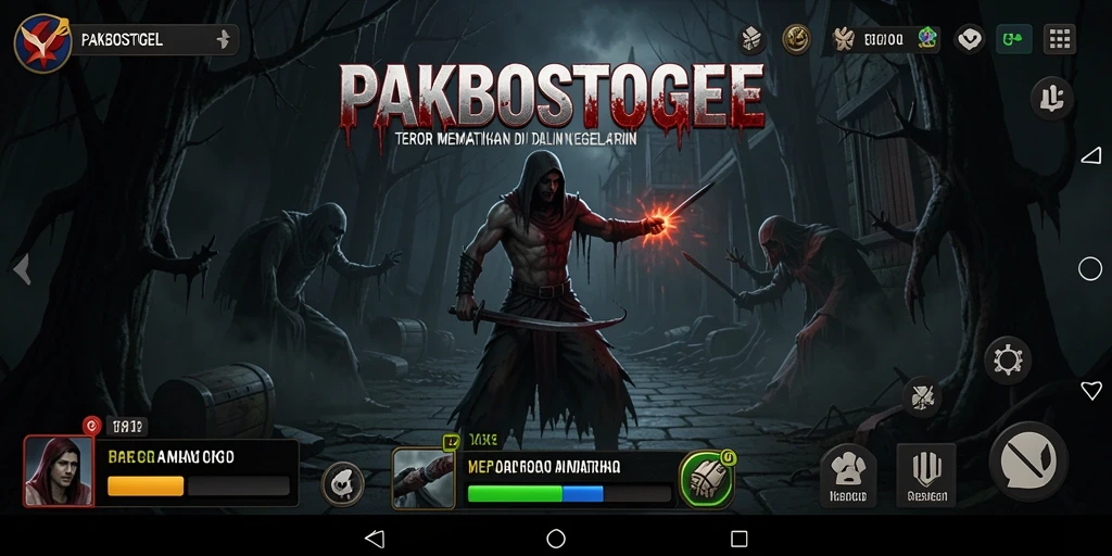 Tangkapan layar dari gameplay PAKBOSTOGEL yang menampilkan suasana menakutkan.