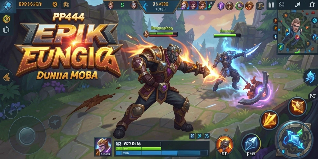 Tampilan gameplay seru dari PP444 dalam pertarungan MOBA.