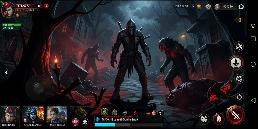 Tampilan gameplay TITAN777 dengan atmosfer Horror yang mencekam.