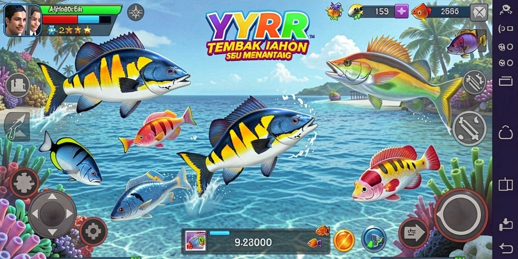 Visual menawan dari gameplay Tembak Ikan di YYRR.